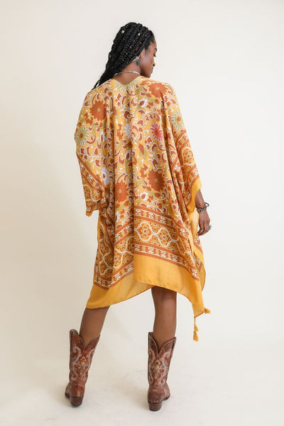 Touch of Morocco Tapestry Tassel Kimono available in multiple colors