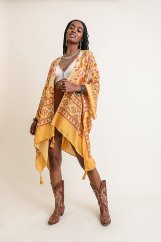 Touch of Morocco Tapestry Tassel Kimono available in multiple colors