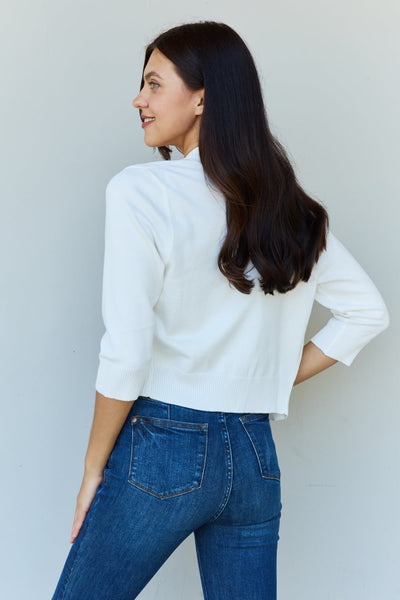 3/4 Sleeve Cropped Cardigan in Ivory
