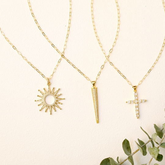 Long Pave Triangle Pendant Necklace