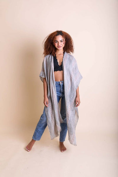 Woven Long Line Tribal Kimono available in multiple colors