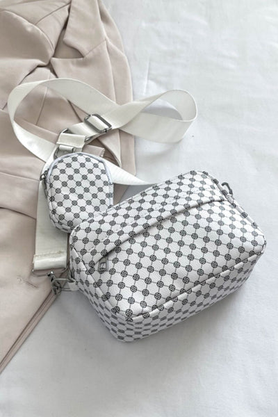 Adored Geometric PU Leather Shoulder Bag with Small Purse