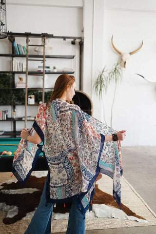 Paisley Floral Patchwork Kimono available in Navy and Red
